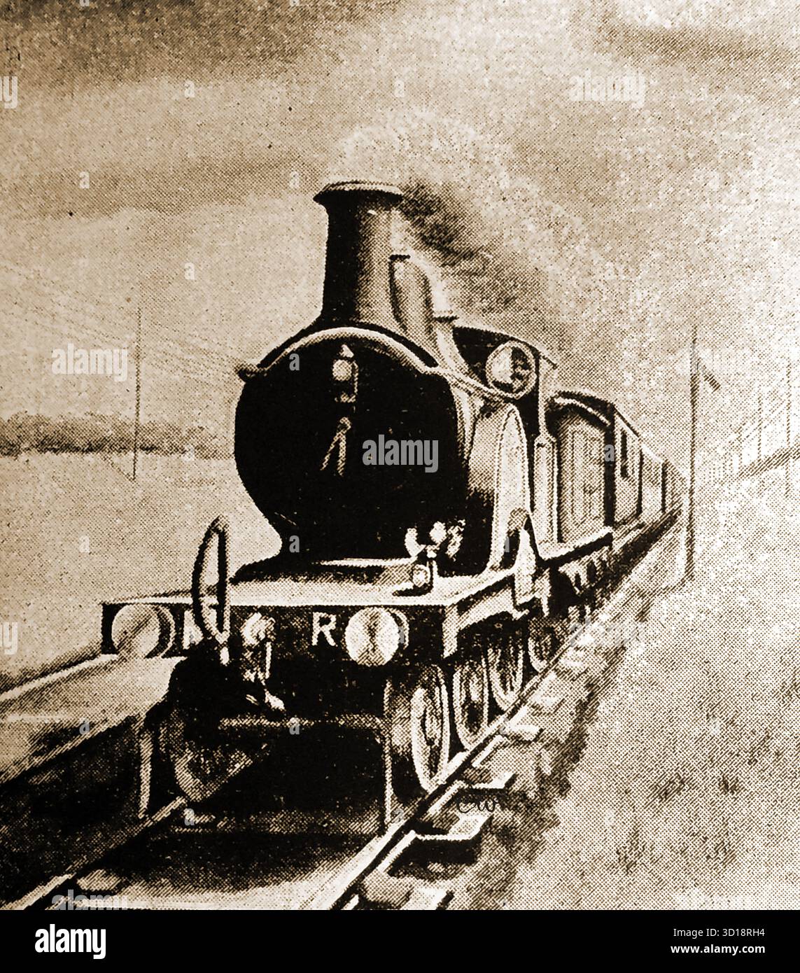 1897 illustration d'un train Midland Express à écartement standard. Banque D'Images