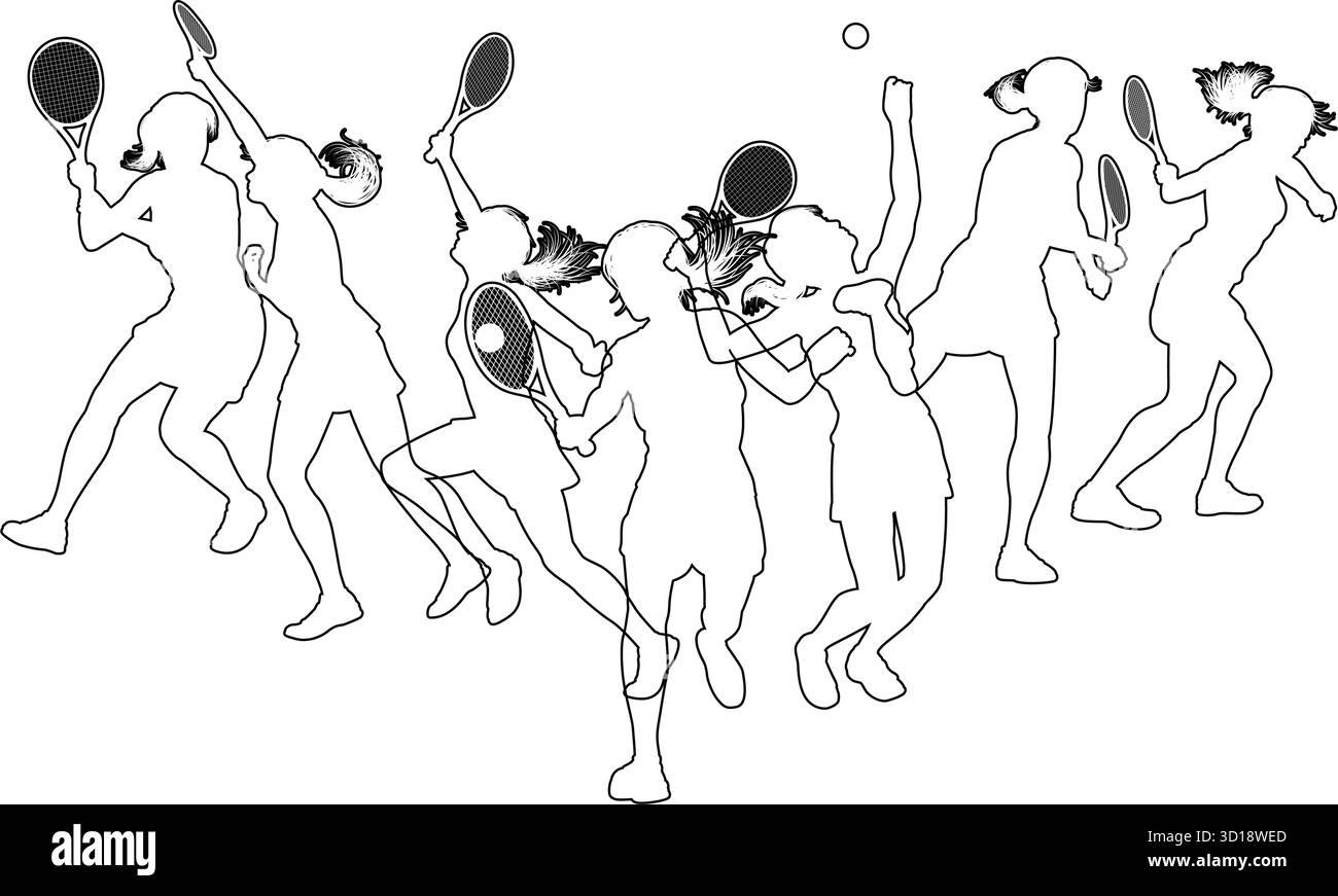 Silhouette tennis Players concept silhouettes Illustration de Vecteur