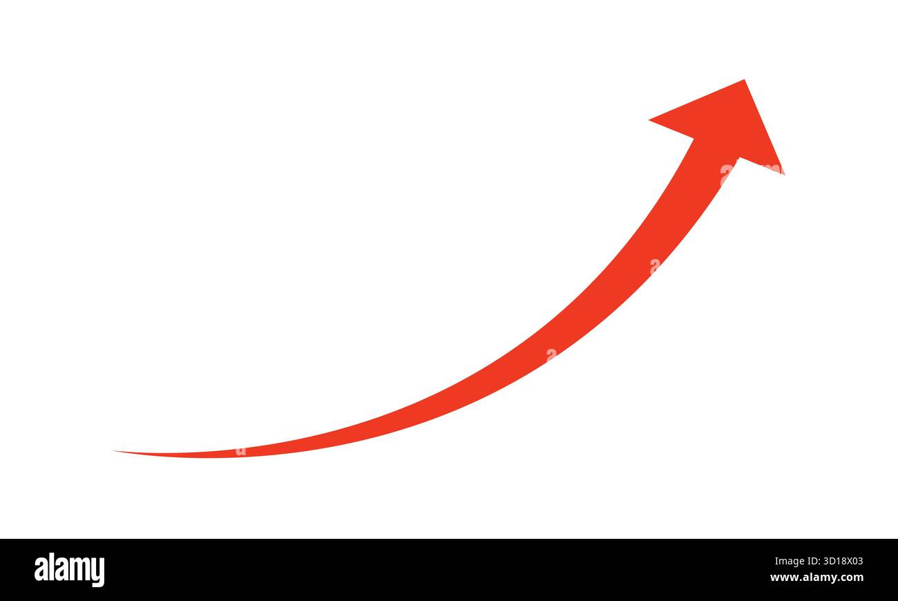 Flèche rouge vers le haut – graphique de tendance de croissance de courbe lisse Illustration de Vecteur