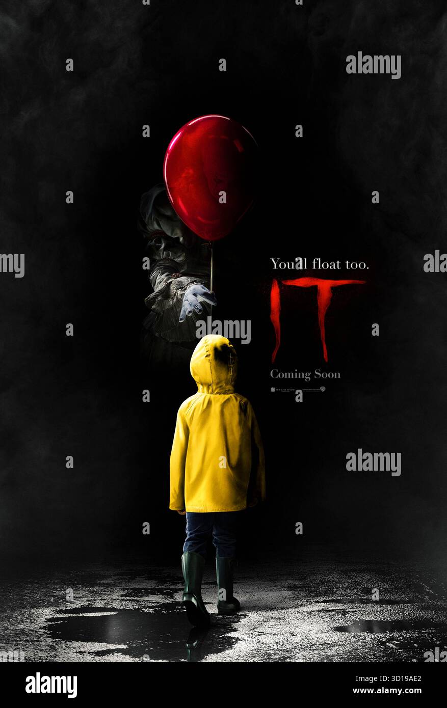 Il (2017) réalisé par Andy Muschietti et mettant en vedette Bill Skarsgård, Jaeden Lieberher et Sophia Lillis. Les enfants de la ville de Derry s'unissent pour affronter une entité malveillante prenant la forme d'un clown connu sous le nom de Pennywise. Affiche avancée AMÉRICAINE UNIQUEMENT POUR USAGE ÉDITORIAL. Crédit : BFA / Warner Bros Banque D'Images
