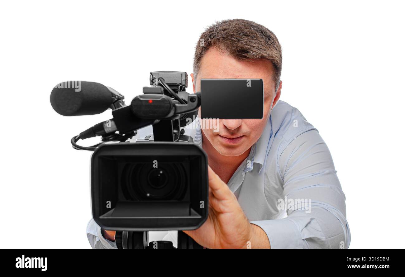 Un cameraman professionnel utilisant une caméra vidéo Banque D'Images
