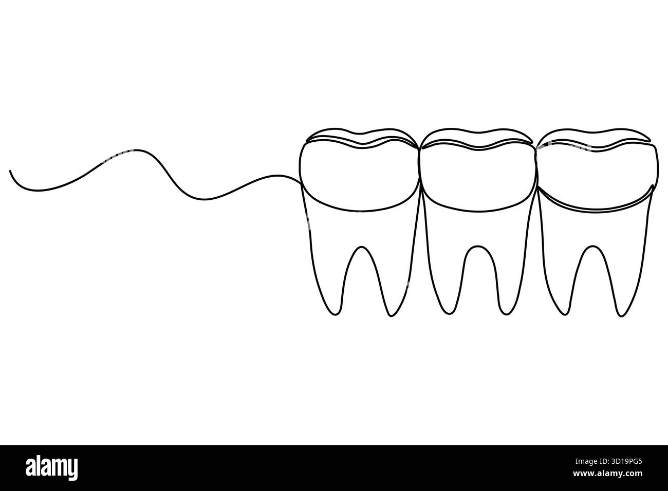 Icône de dent dessin continu d'une ligne illustration vectorielle de contour dentaire minimaliste Illustration de Vecteur