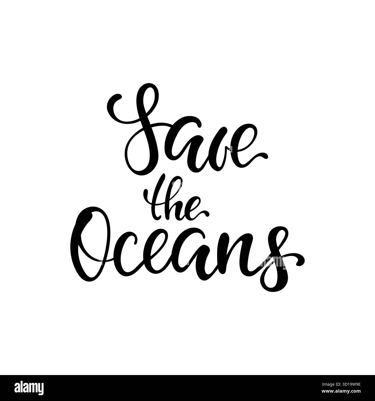 Sauver les océans, lettrage vectoriel. Gardez la mer et les océans, concept sans plastique. Conception pour la Journée mondiale de l'eau et la Journée de la Terre Illustration de Vecteur