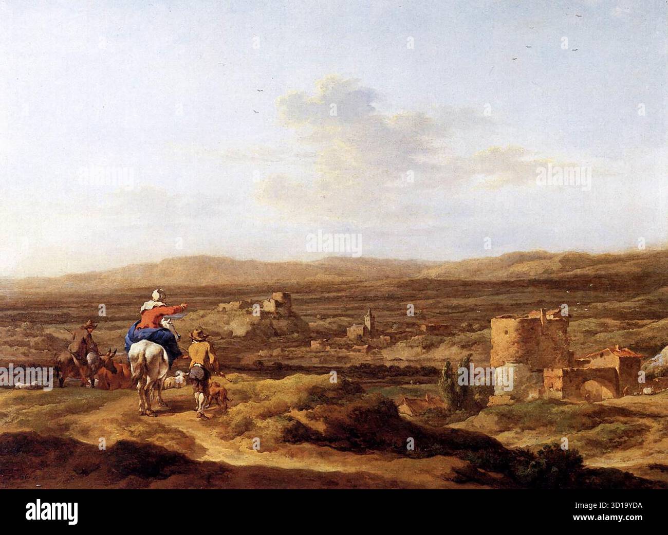 BERCHEM, Nicolaes (né en 1620, Haarlem, décédé en 1683, Amsterdam) paysage italien avec plateau de montagne 1655 huile sur panneau, 33 x 44 cm Collection royale, Windsor Nicolaes Berchem était probablement en Italie entre 1653 et 1655. Il est cependant clair que ce paysage italien a été influencé par le peintre italien Jan Asselyn. --- mots-clés : ------------- Auteur : BERCHEM, Nicolaes titre : paysage italien avec plateau de montagne chronologie : 1651-1700 École : Néerlandais forme : peinture type : paysage Banque D'Images