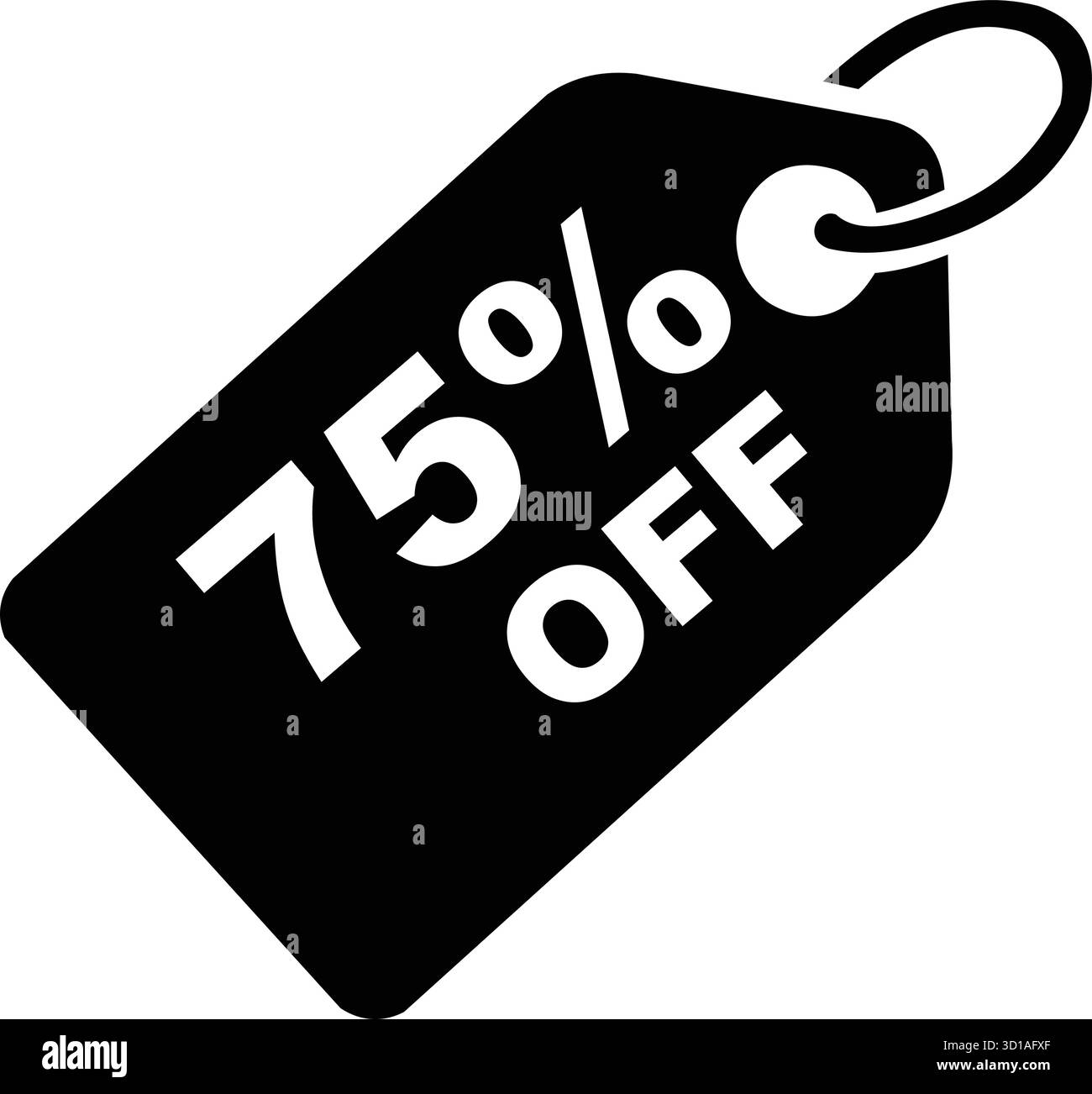 Noir 75% de rabais étiquette de prix promotionnel Illustration de Vecteur