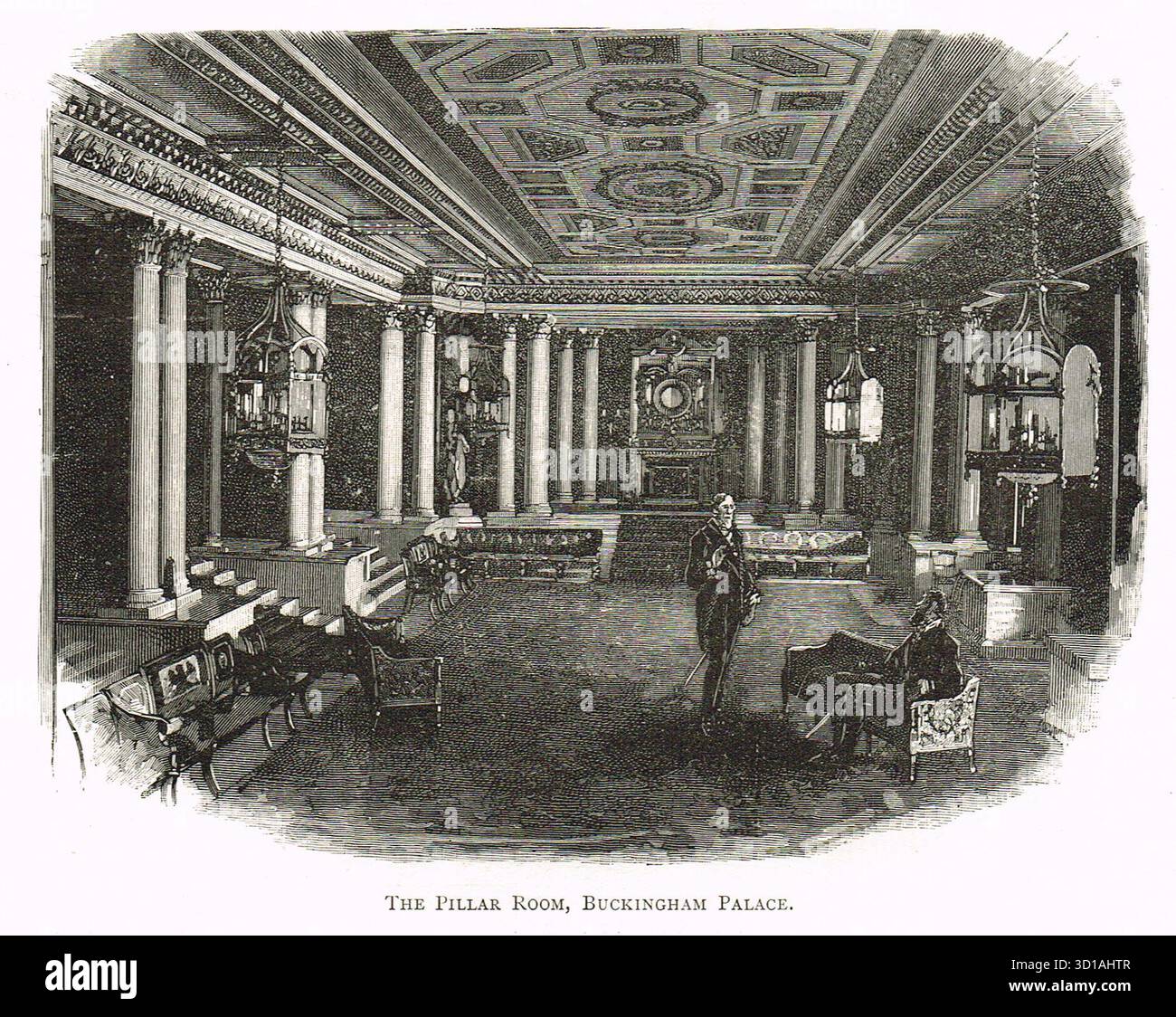 La salle Pillar, à l'intérieur du palais de Buckingham, au XIXe siècle Banque D'Images