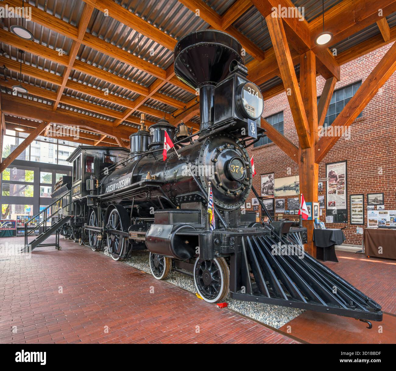 Locomotive à vapeur canadien Pacifique 374, Centre communautaire Roundhouse, Vancouver, Colombie-Britannique, Canada. Banque D'Images