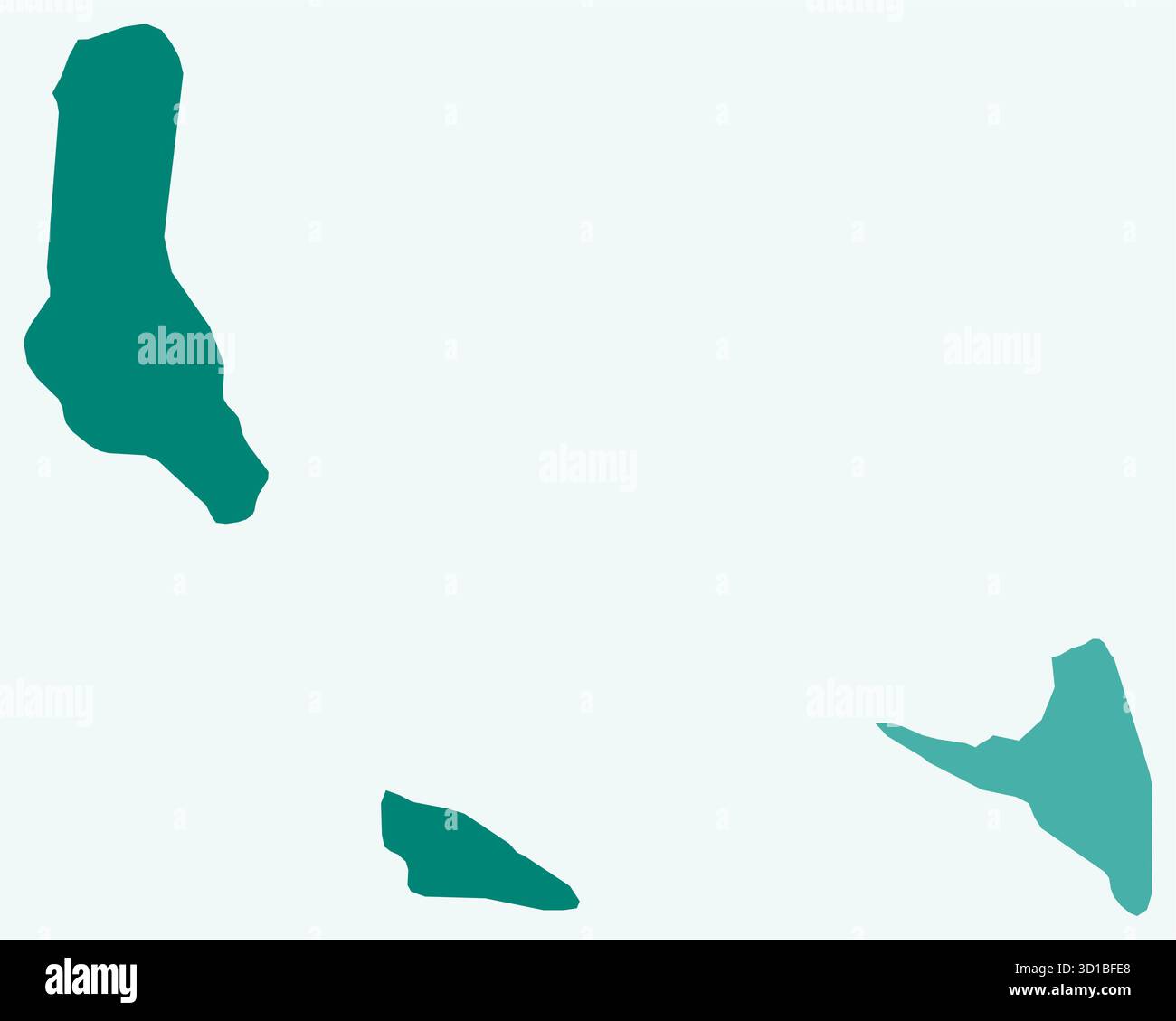 Carte des Comores avec les régions. Juste une carte de frontière de pays simple avec division de région. Palette de couleurs sarcelle. Illustration de Vecteur