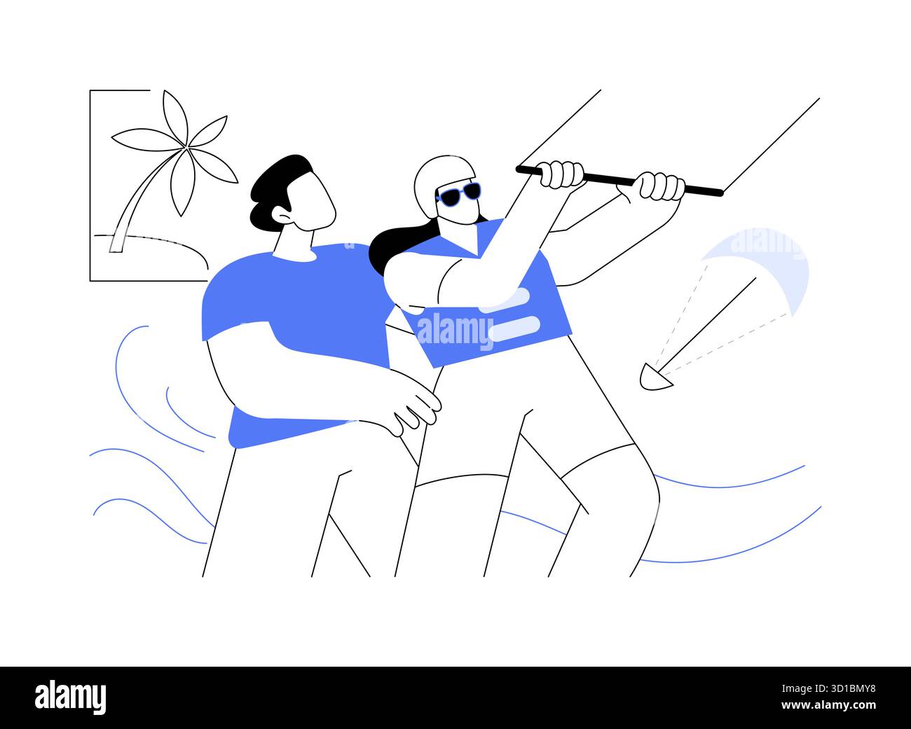 Découvrez des illustrations vectorielles de dessins animés isolés de kitesurf. Illustration de Vecteur