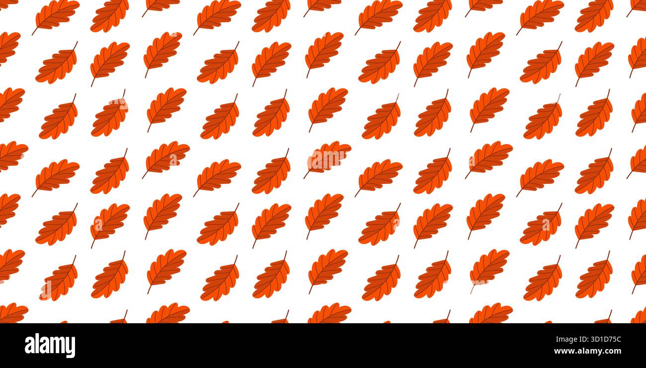 Modèle sans couture avec des feuilles de chêne d'automne dans des tons orange. Parfait pour le papier d'emballage saisonnier, les textiles et les arrière-plans. Illustration de Vecteur
