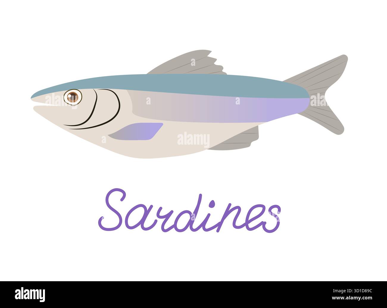 Une illustration stylisée colorée de sardines adaptées à un usage culinaire et à des fins de marketing Illustration de Vecteur