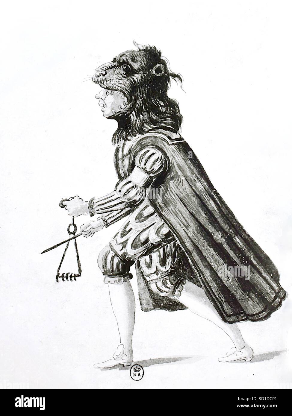 Les fêtes de Bacchus - musicien burlesque jouant le triangle. Banque D'Images