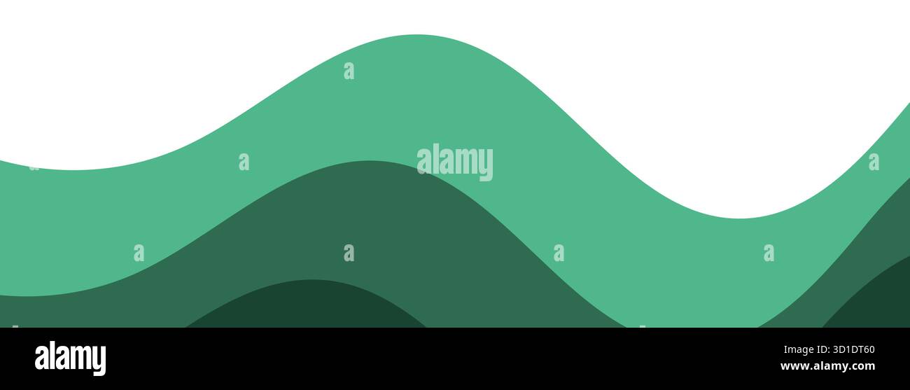 Couches Green Wave – conception de flux naturel à gradient horizontal abstrait. Illustration vectorielle d'un fond de vagues vertes Illustration de Vecteur