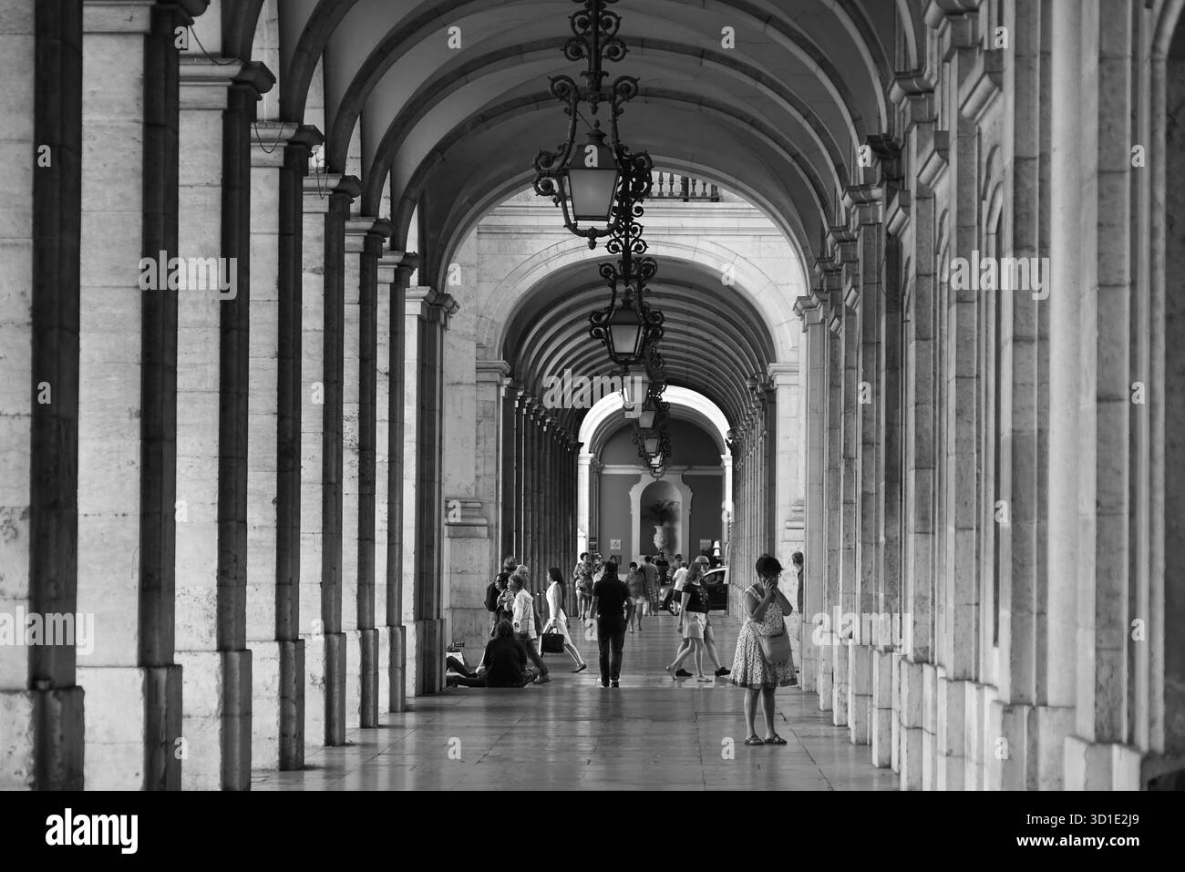 Arcada abobadada na Praça do Comércio, Lisboa, Portugal Banque D'Images