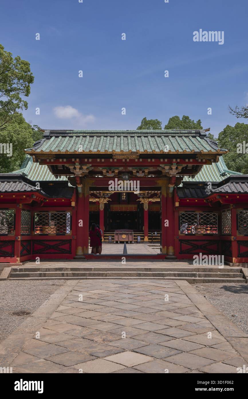 Le sanctuaire Vermilllion Nezu près du parc Ueno à Tokyo, au Japon Banque D'Images