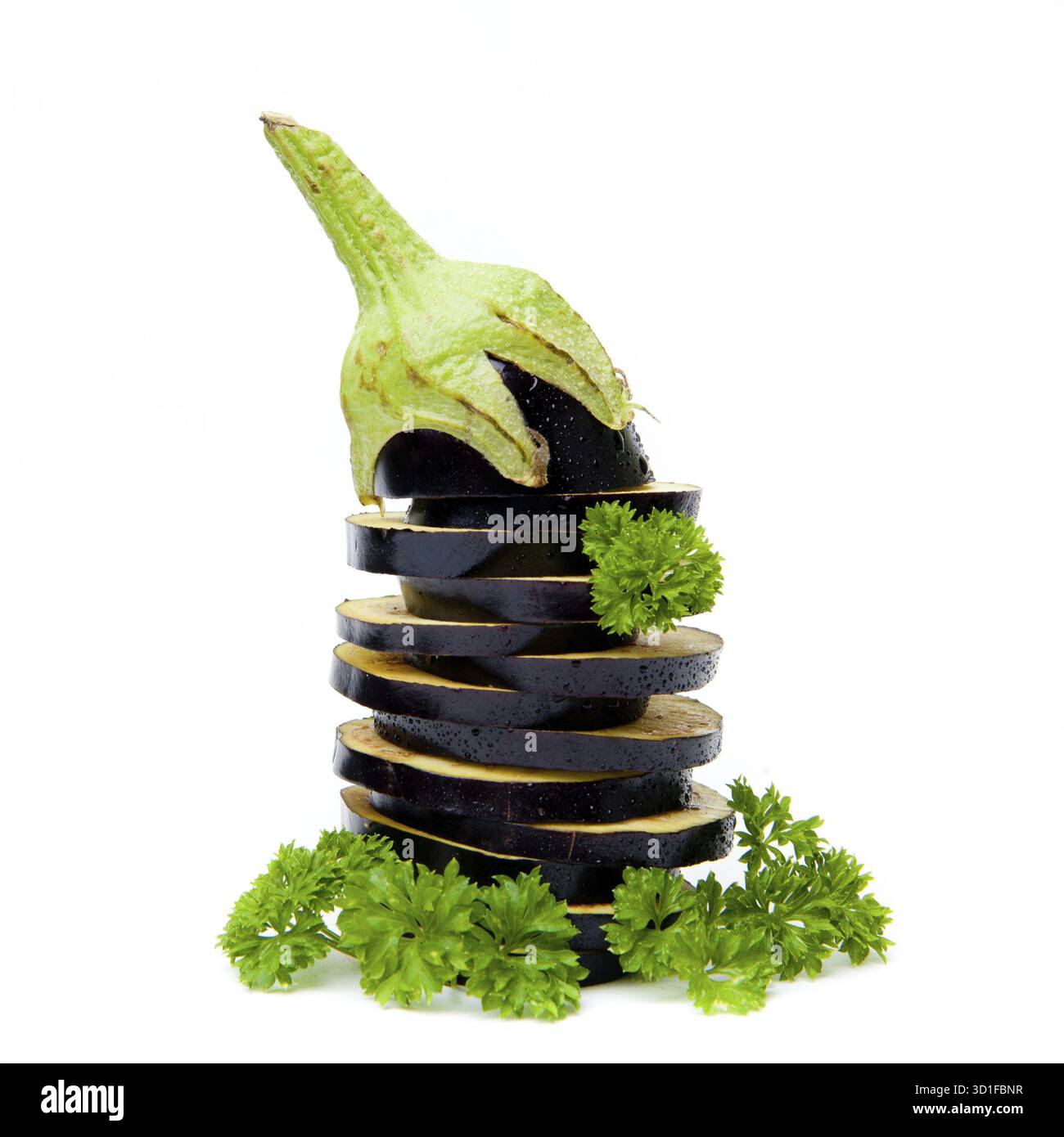 Aubergines isolé sur fond blanc Banque D'Images