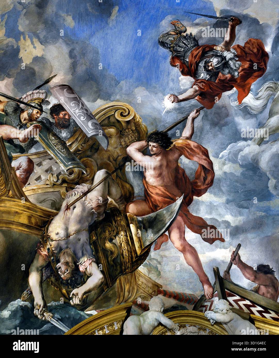 Prix de Mars dans le Palais Pitti Florence Italie par Pietro da Cortona 1596/7 - 1669 a été un peintre Baroque Italien et architecte.( dans l'ancienne religion romaine et du mythe, Mars était le dieu de la guerre gardien agricole ) Gardien de soldats et paysans, dieu de la guerre, de la destruction, et de la masculinité. Banque D'Images