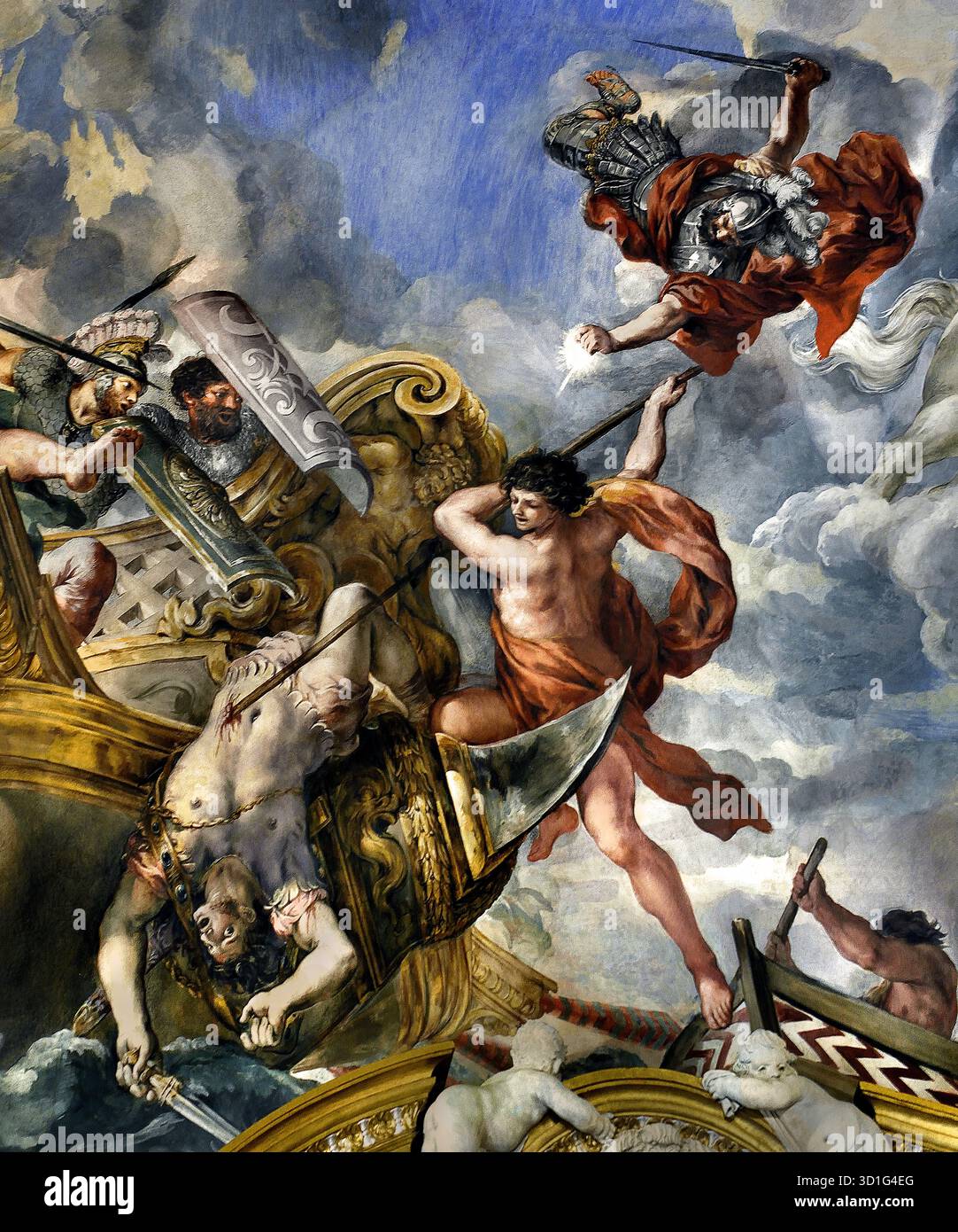 Prix de Mars dans le Palais Pitti Florence Italie par Pietro da Cortona 1596/7 - 1669 a été un peintre Baroque Italien et architecte.( dans l'ancienne religion romaine et du mythe, Mars était le dieu de la guerre gardien agricole ) Gardien de soldats et paysans, dieu de la guerre, de la destruction, et de la masculinité. Banque D'Images