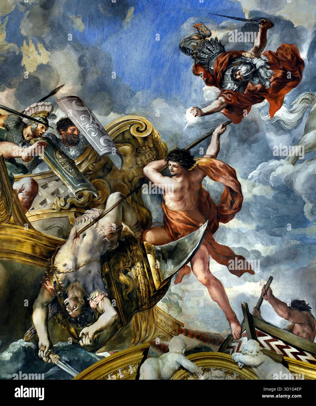 Prix de Mars dans le Palais Pitti Florence Italie par Pietro da Cortona 1596/7 - 1669 a été un peintre Baroque Italien et architecte.( dans l'ancienne religion romaine et du mythe, Mars était le dieu de la guerre gardien agricole ) Gardien de soldats et paysans, dieu de la guerre, de la destruction, et de la masculinité. Banque D'Images