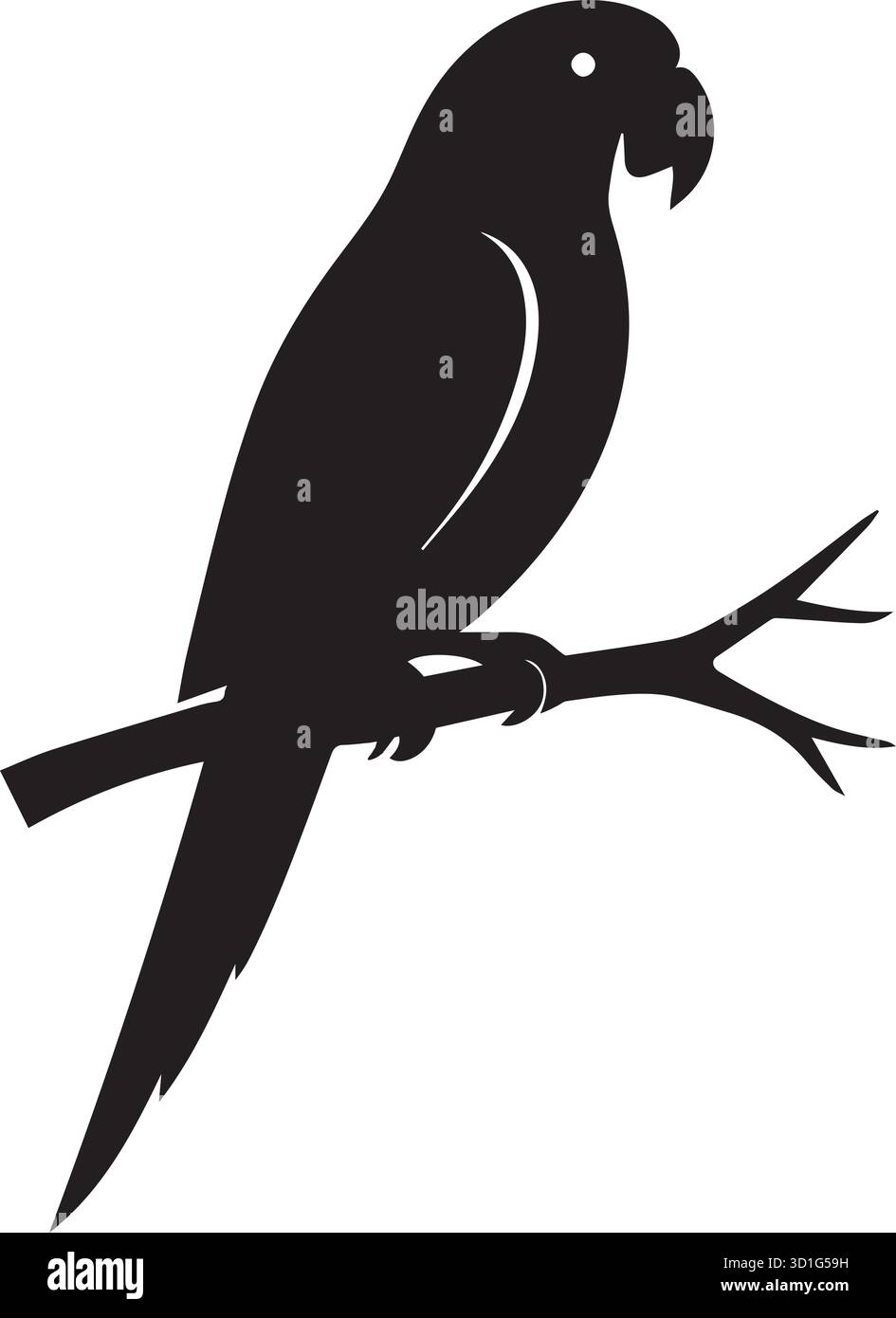 oiseau perroquet assis dans la silhouette brunch arbre Illustration de Vecteur