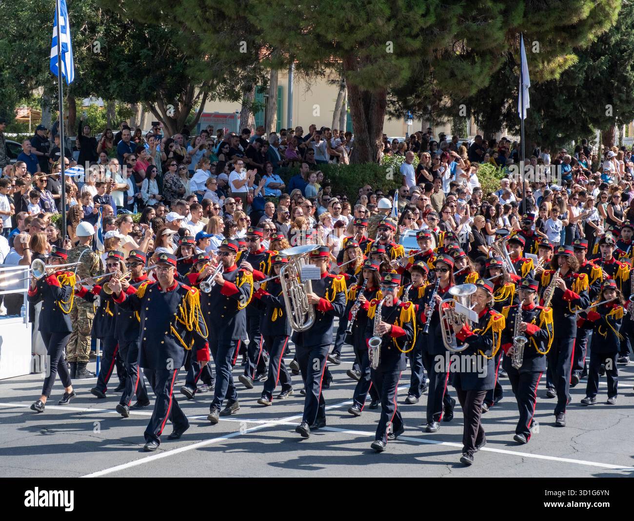 Paphos Chypre a célébré la « Journée Oxi », commémorant le rejet par la Grèce de la demande des forces de l’axe d’entrer sur son territoire le 28 octobre 1940, pendant la seconde Guerre mondiale. Banque D'Images