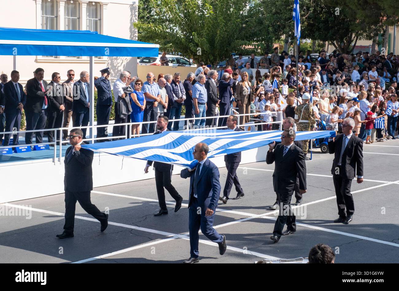 Paphos Chypre a célébré la « Journée Oxi », commémorant le rejet par la Grèce de la demande des forces de l’axe d’entrer sur son territoire le 28 octobre 1940, pendant la seconde Guerre mondiale. Banque D'Images