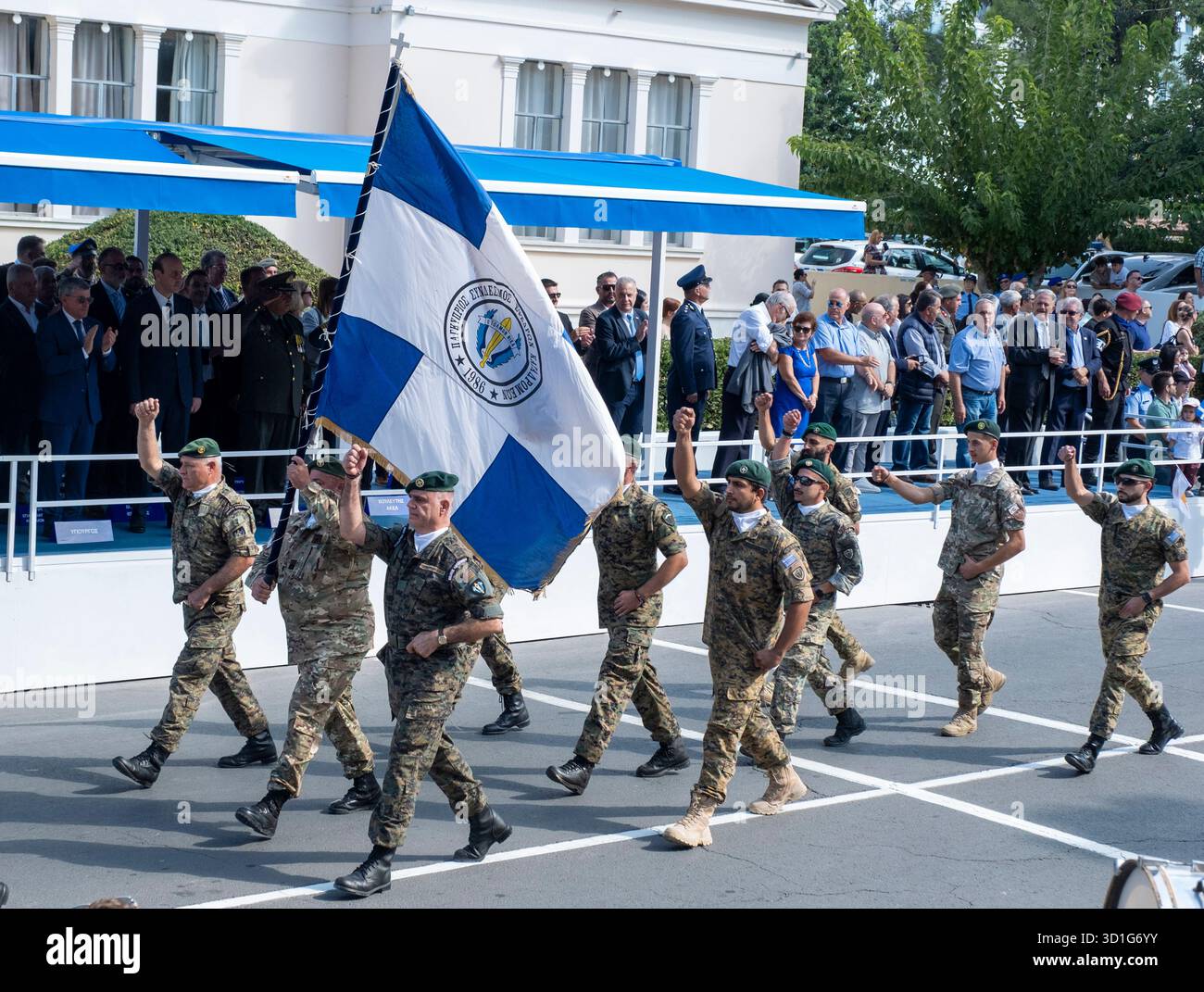 Paphos Chypre a célébré la « Journée Oxi », commémorant le rejet par la Grèce de la demande des forces de l’axe d’entrer sur son territoire le 28 octobre 1940, pendant la seconde Guerre mondiale. Banque D'Images