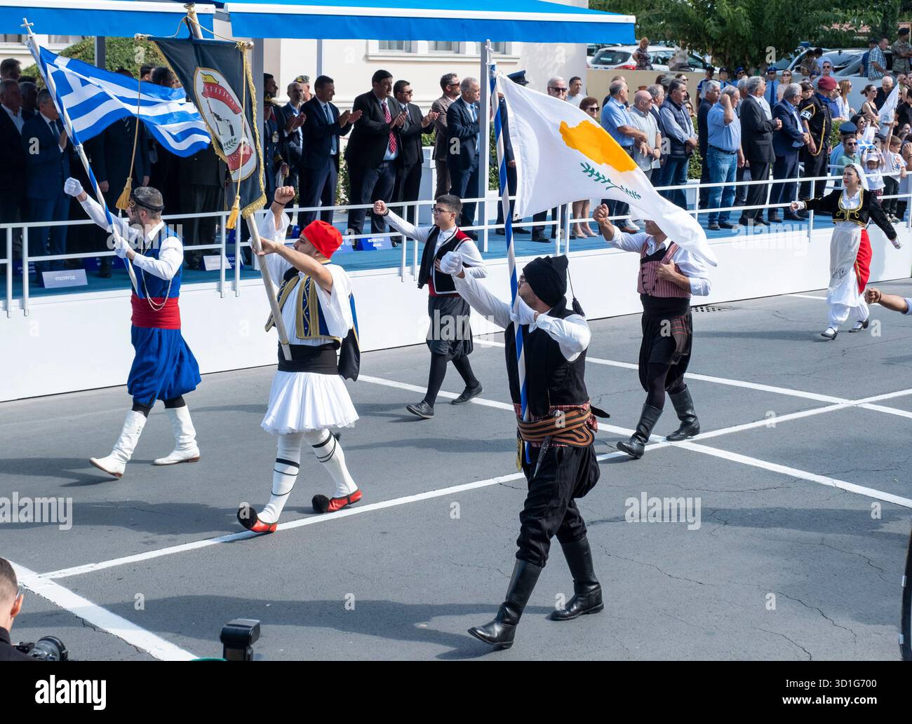 Paphos Chypre a célébré la « Journée Oxi », commémorant le rejet par la Grèce de la demande des forces de l’axe d’entrer sur son territoire le 28 octobre 1940, pendant la seconde Guerre mondiale. Banque D'Images
