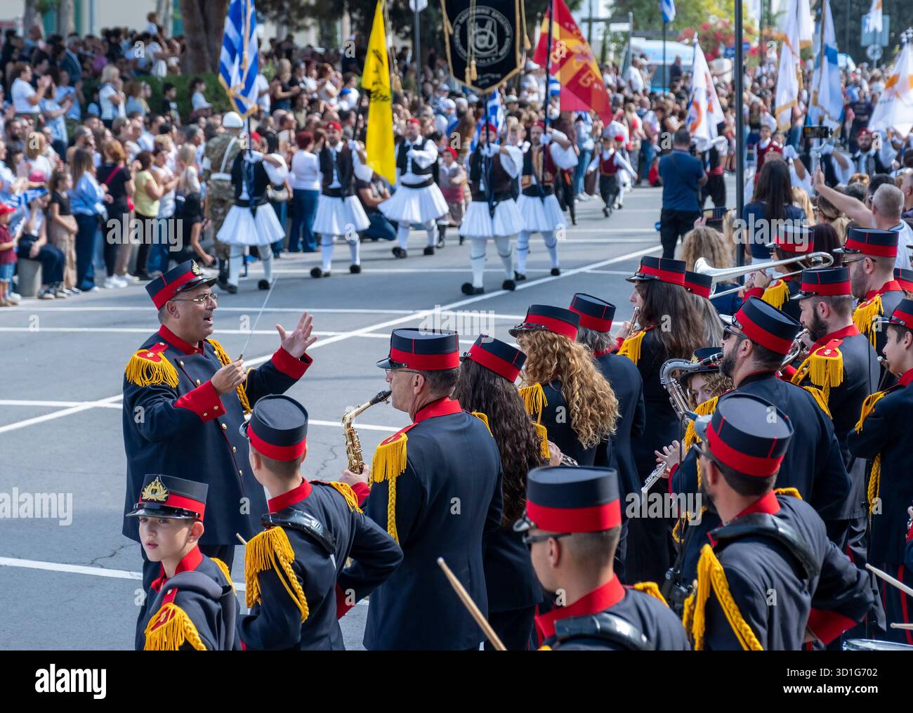 Paphos Chypre a célébré la « Journée Oxi », commémorant le rejet par la Grèce de la demande des forces de l’axe d’entrer sur son territoire le 28 octobre 1940, pendant la seconde Guerre mondiale. Banque D'Images