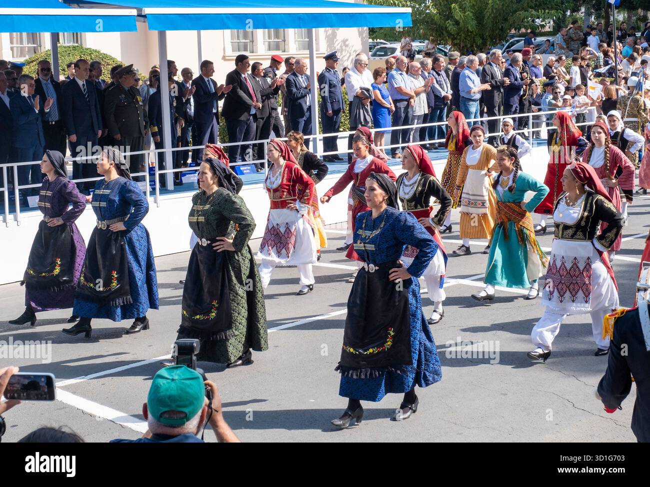 Paphos Chypre a célébré la « Journée Oxi », commémorant le rejet par la Grèce de la demande des forces de l’axe d’entrer sur son territoire le 28 octobre 1940, pendant la seconde Guerre mondiale. Banque D'Images