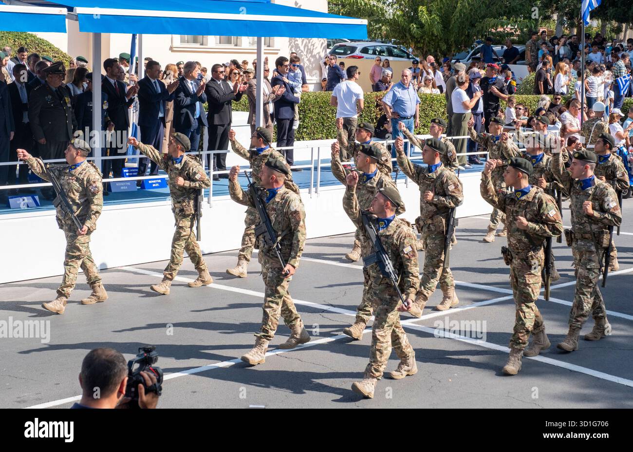 Paphos Chypre a célébré la « Journée Oxi », commémorant le rejet par la Grèce de la demande des forces de l’axe d’entrer sur son territoire le 28 octobre 1940, pendant la seconde Guerre mondiale. Banque D'Images