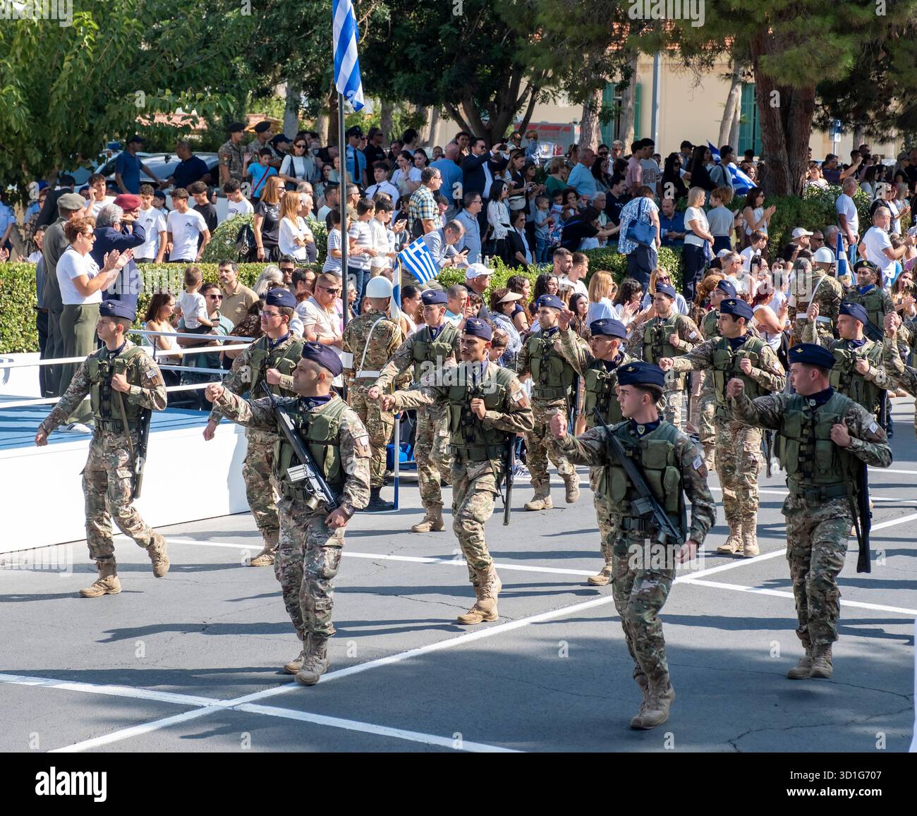 Paphos Chypre a célébré la « Journée Oxi », commémorant le rejet par la Grèce de la demande des forces de l’axe d’entrer sur son territoire le 28 octobre 1940, pendant la seconde Guerre mondiale. Banque D'Images