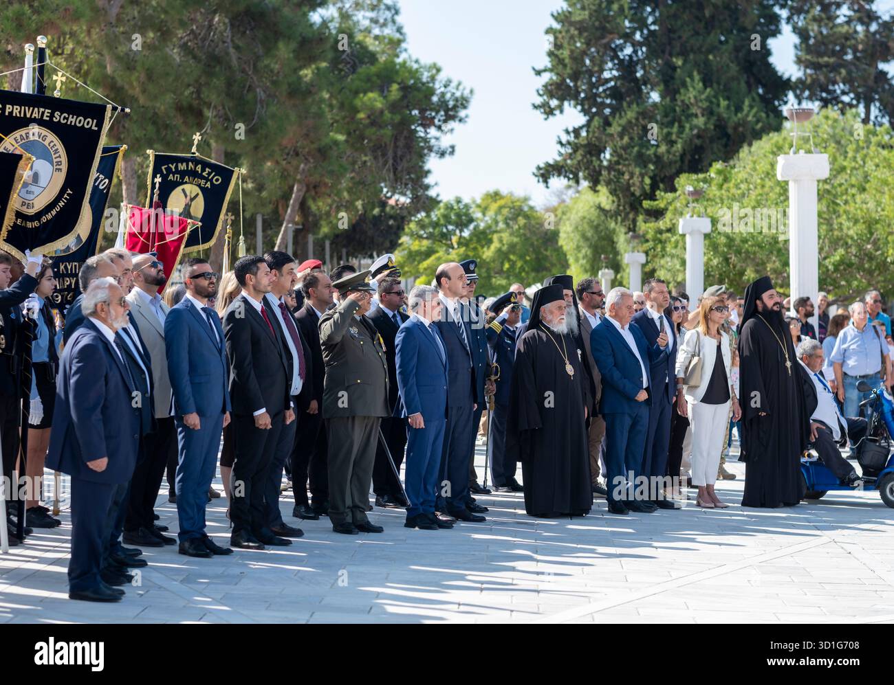 Paphos Chypre a célébré la « Journée Oxi », commémorant le rejet par la Grèce de la demande des forces de l’axe d’entrer sur son territoire le 28 octobre 1940, pendant la seconde Guerre mondiale. Banque D'Images