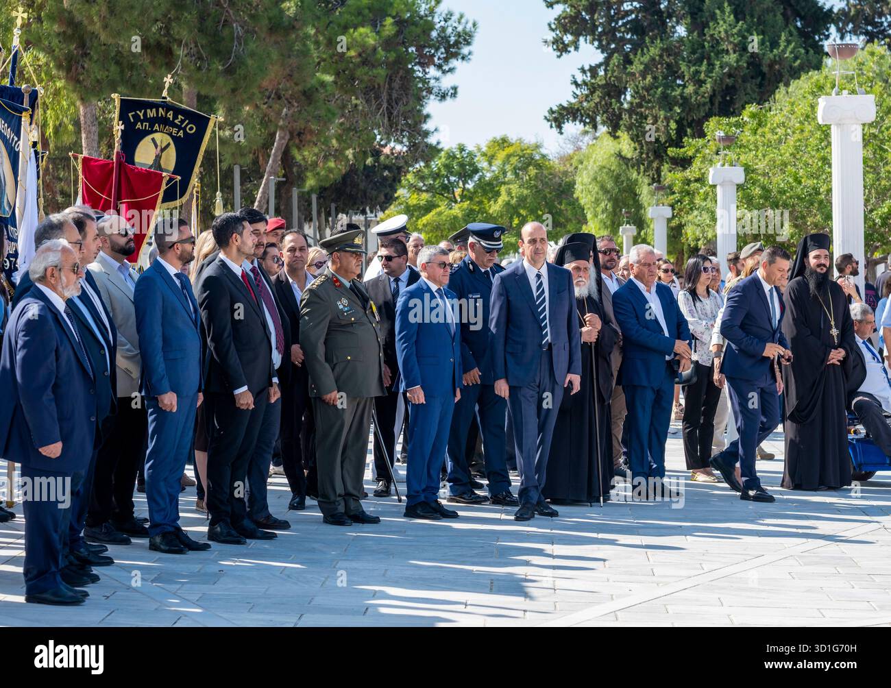 Paphos Chypre a célébré la « Journée Oxi », commémorant le rejet par la Grèce de la demande des forces de l’axe d’entrer sur son territoire le 28 octobre 1940, pendant la seconde Guerre mondiale. Banque D'Images