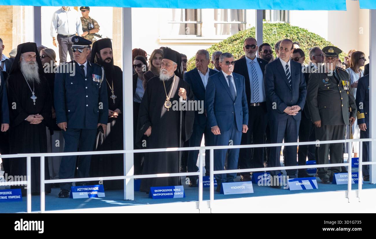 Paphos Chypre a célébré la « Journée Oxi », commémorant le rejet par la Grèce de la demande des forces de l’axe d’entrer sur son territoire le 28 octobre 1940, pendant la seconde Guerre mondiale. Banque D'Images