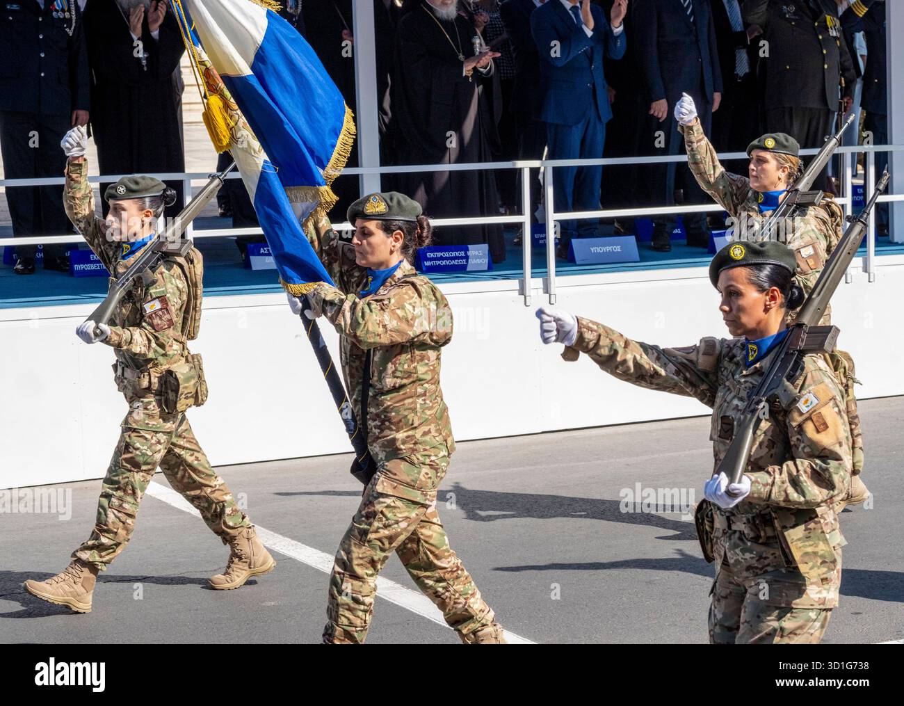 Paphos Chypre a célébré la « Journée Oxi », commémorant le rejet par la Grèce de la demande des forces de l’axe d’entrer sur son territoire le 28 octobre 1940, pendant la seconde Guerre mondiale. Banque D'Images