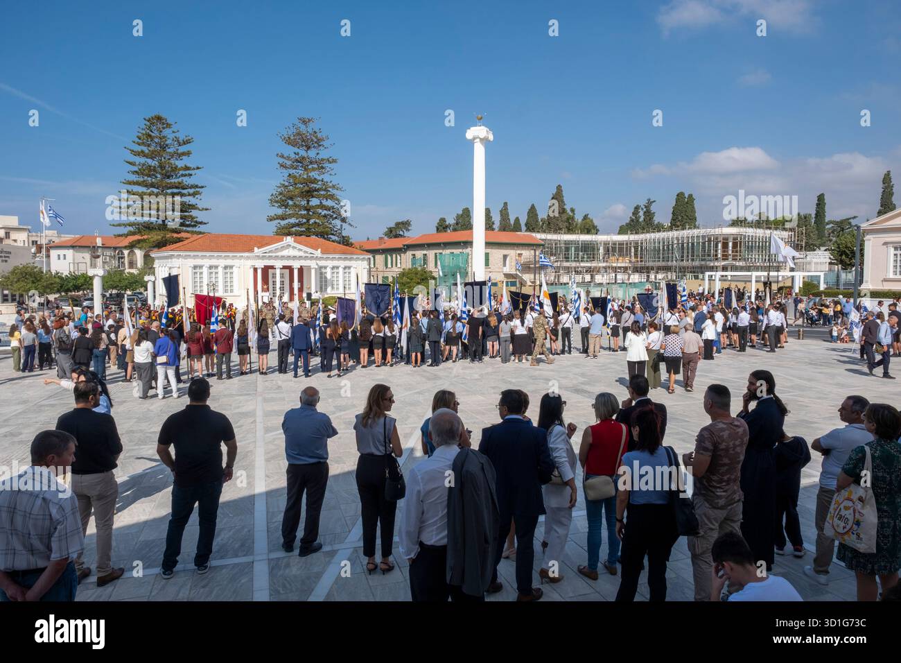 Paphos Chypre a célébré la « Journée Oxi », commémorant le rejet par la Grèce de la demande des forces de l’axe d’entrer sur son territoire le 28 octobre 1940, pendant la seconde Guerre mondiale. Banque D'Images