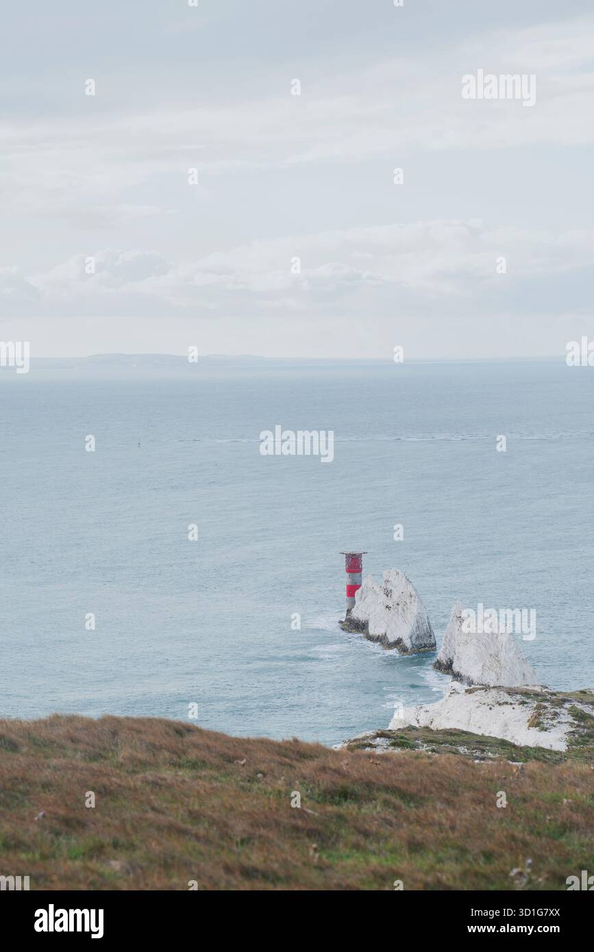 The Needles, île de Wight, Angleterre, Royaume-Uni. Banque D'Images