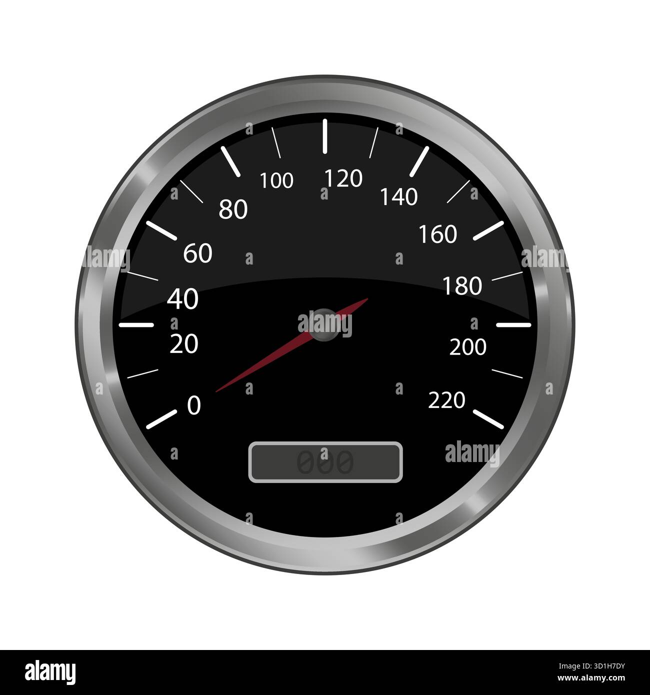 Tableau de bord avec indicateur de vitesse. Jauge de mesure de vitesse. Vecteur de tableau de bord de voiture. Détails chromés métallisés. Illustration de Vecteur