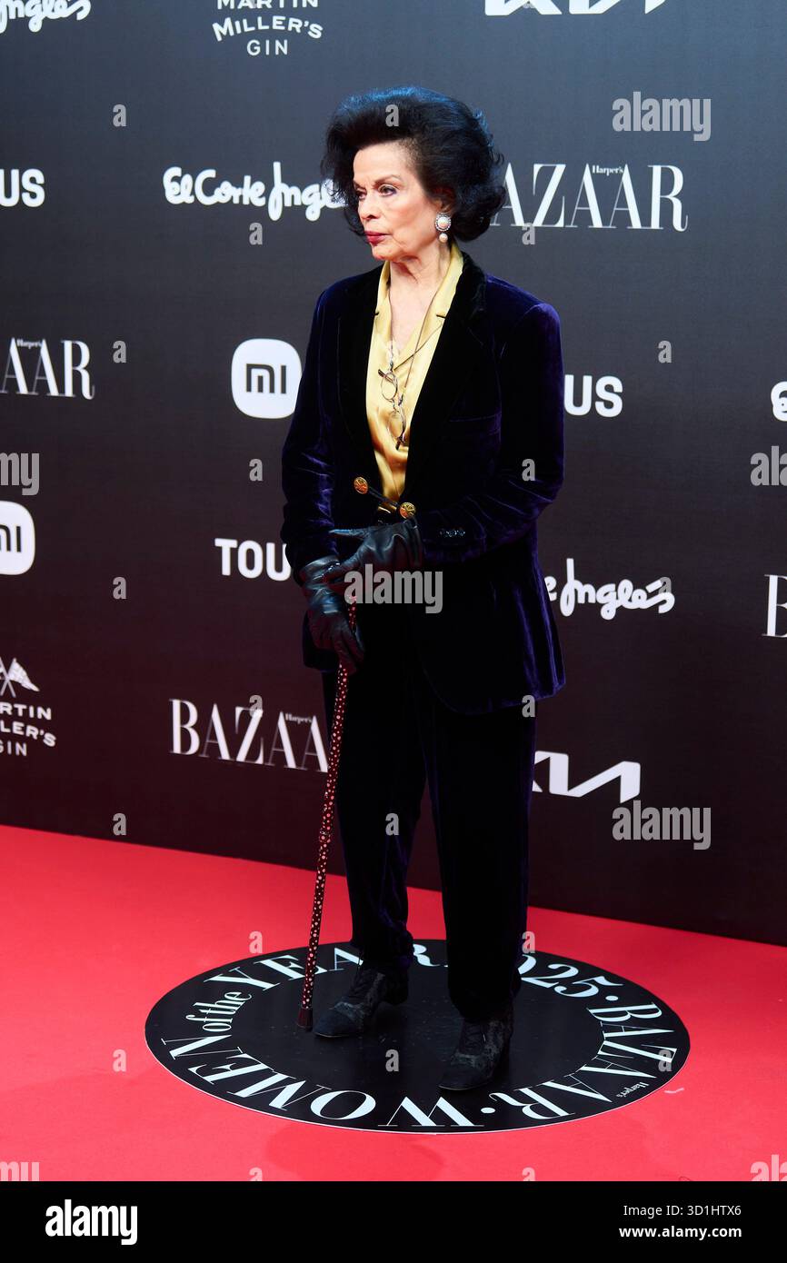 28 octobre 2025, Madrid, Madrid, Espagne : Bianca Jagger assiste au Bazar â€˜femmes de l'année 2025â€™ Prix tapis rouge au Cinéma Callao le 28 octobre 2025 à Madrid, Espagne (crédit image : © Jack Abuin/ZUMA Press Wire) USAGE ÉDITORIAL SEULEMENT ! Non destiné à UN USAGE commercial ! Banque D'Images