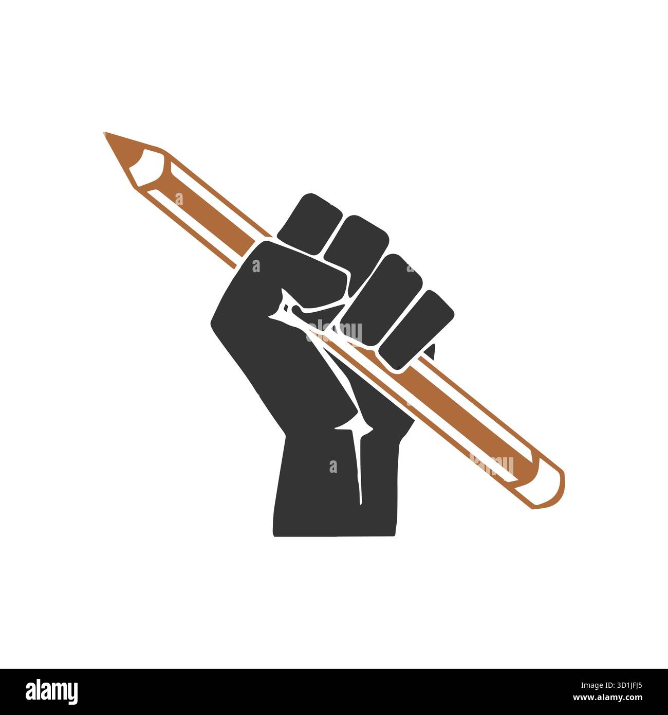 Vector Fist Holding Pencil - symbole de protestation pour les écrivains et la révolution de l'éducation Illustration de Vecteur
