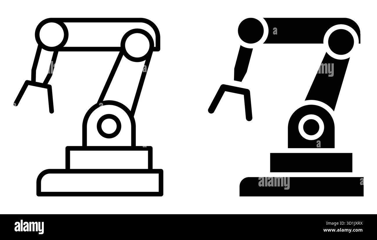 Illustration minimaliste d'un bras de robot industriel présentant un design moderne pour l'automatisation. Parfait pour les projets technologiques et d'ingénierie. Illustration de Vecteur