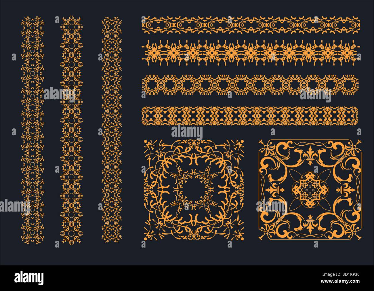 Ensemble de bordures décoratives et de cadres avec une sensation vintage, idéal pour ajouter une touche d'élégance à tout projet de design, dessiné à la main Illustration de Vecteur