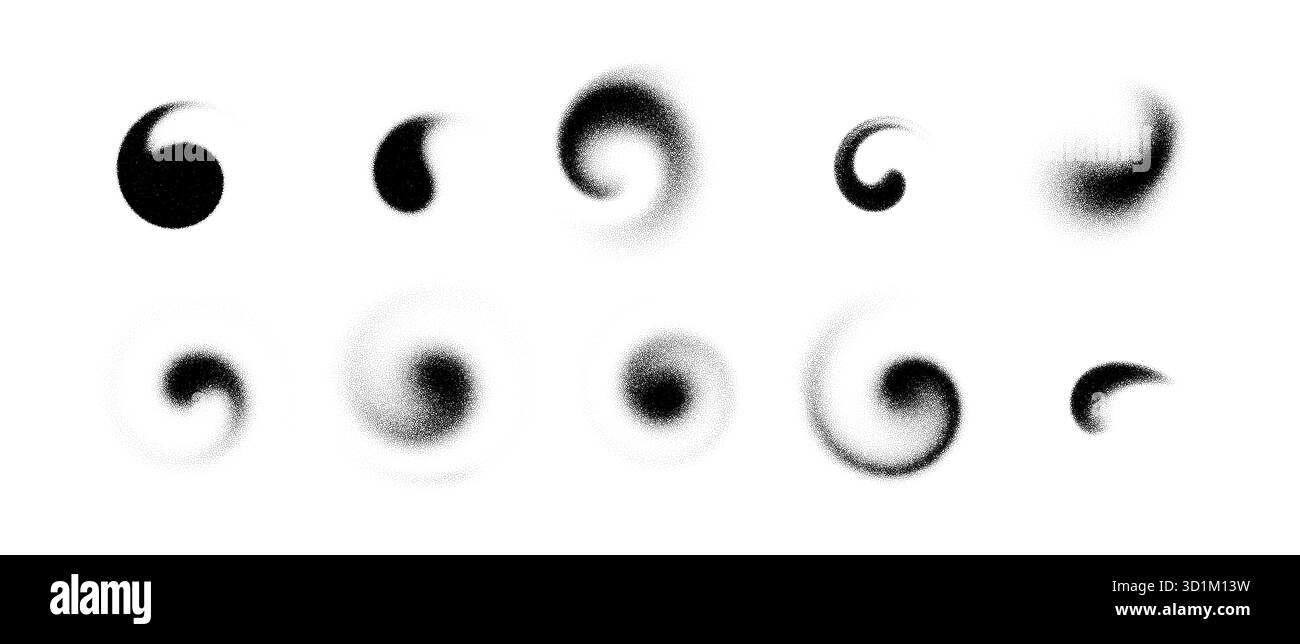 Définissez l'arrière-plan de tourbillon de forme abstraite avec des effets de grain, de dégradé et de bruit. Les points, le spray et les textures demi-teintes s'écoulent en mouvement liquide, créant ainsi un Illustration de Vecteur