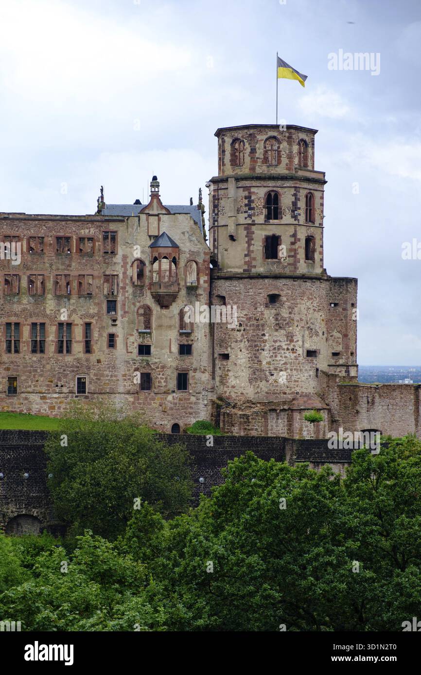 Vue du palais de Heidelberg dans la belle ville médiévale de Heidelberg en Allemagne Banque D'Images