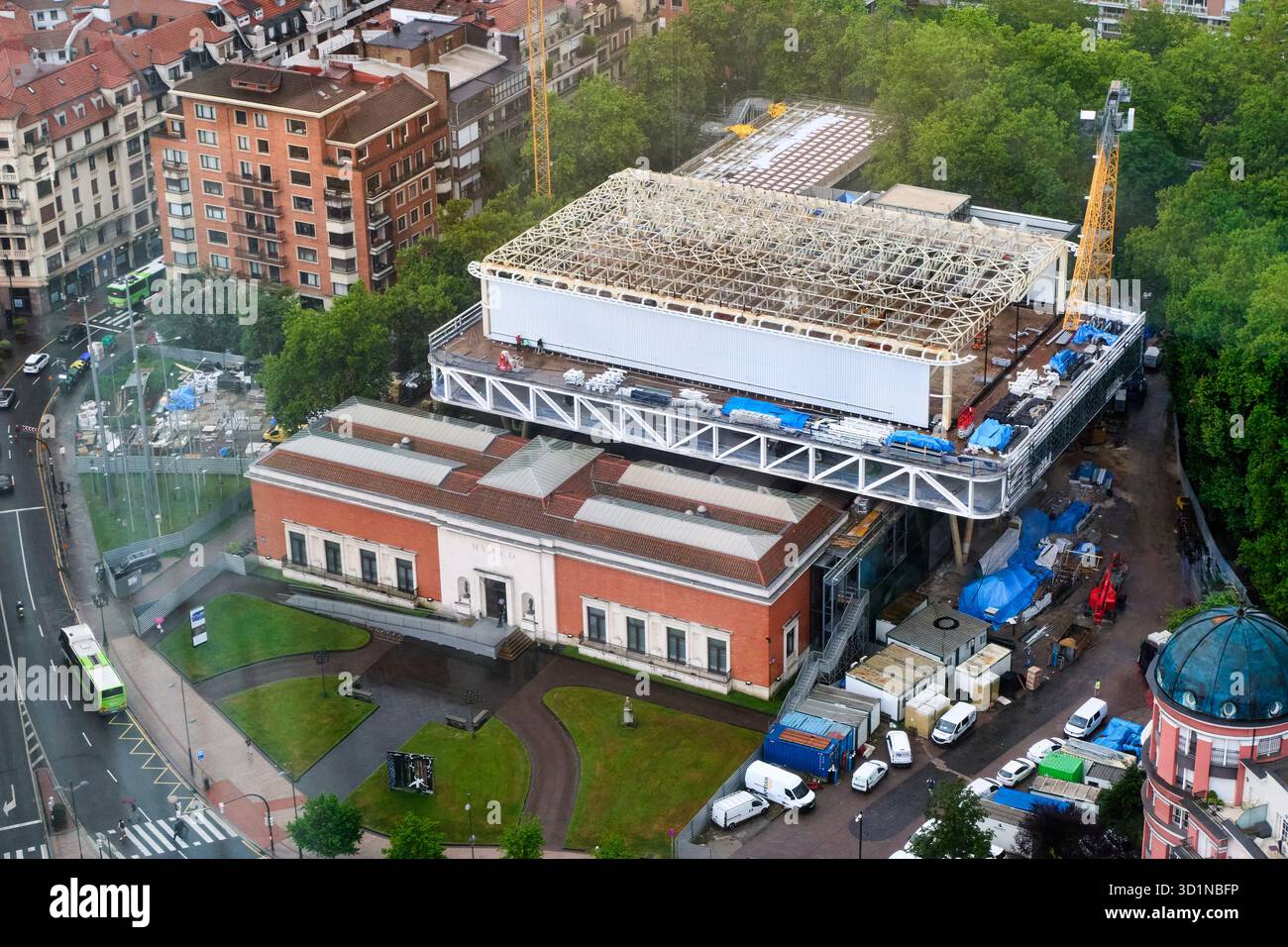 Rénovation du Musée des Beaux-Arts de Bilbao, vues depuis la Tour Iberdrola, Bilbao, Bizkaia, pays Basque, Espagne Banque D'Images