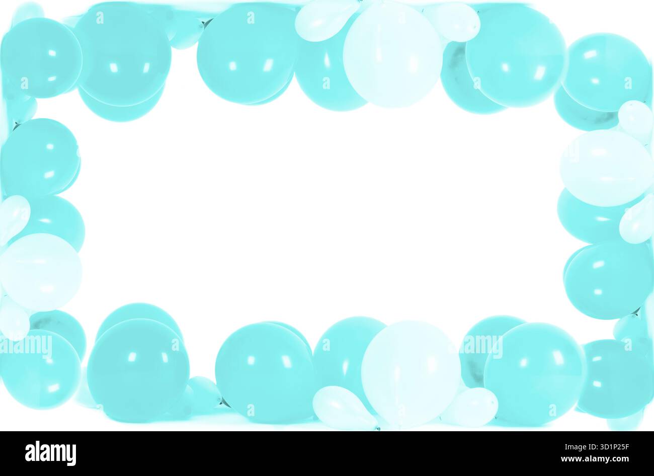 Ballons colorés en forme de cadre isolé sur blanc avec espace copie Banque D'Images
