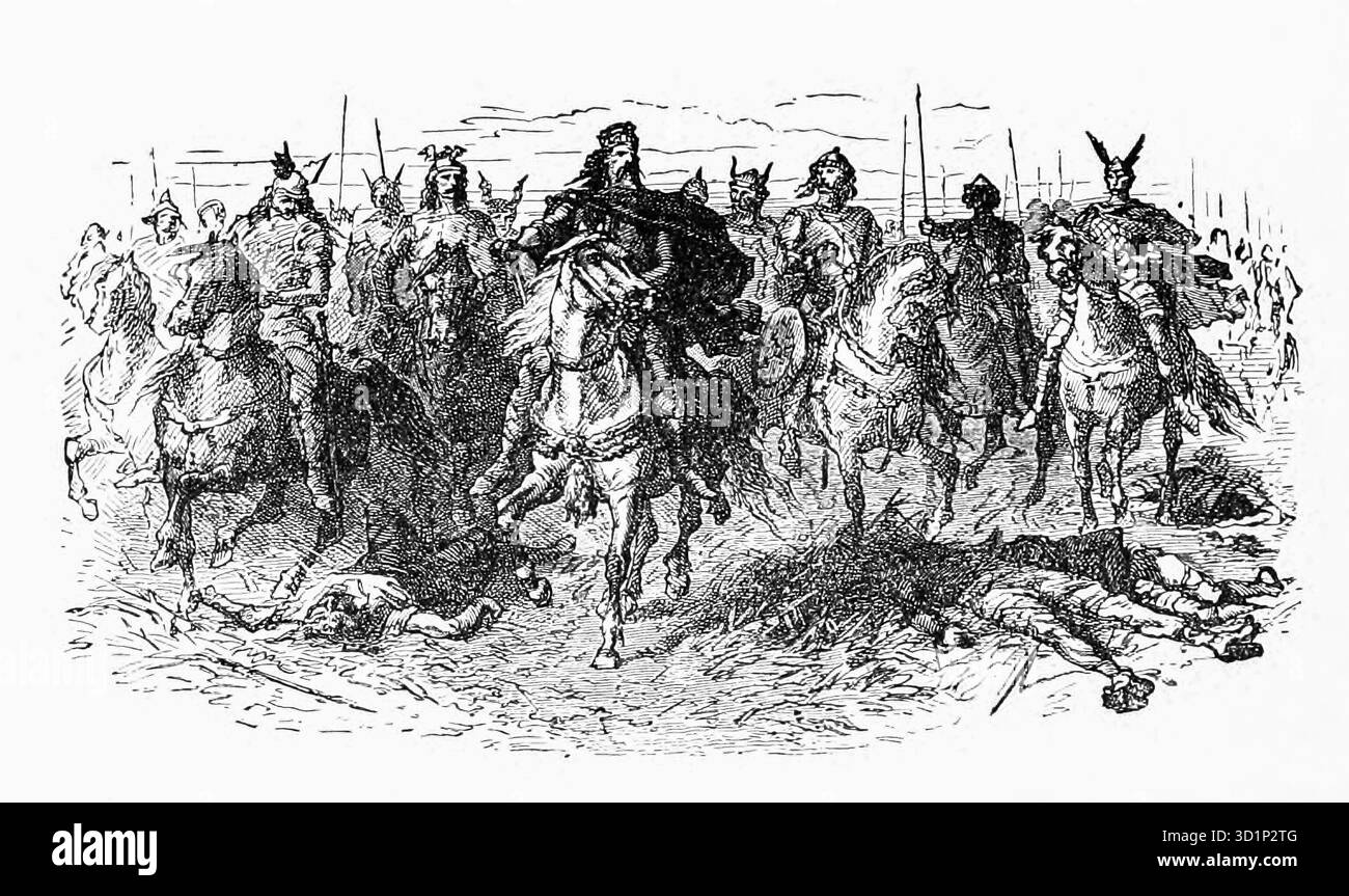 Guerre médiévale tirée du LIVRE XIII Alfred et ses successeurs dans le volume 12, de l'histoire universelle de Ridpath : un compte rendu de l'origine, de la condition primitive et du développement ethnique des grandes races de l'humanité, et des principaux événements dans l'évolution et le progrès de la vie civilisée entre les hommes et les Nations, à partir de sources récentes et authentiques avec une enquête préliminaire sur le temps, le lieu et la manière du commencement par Ridpath, John Clark, 1840-1900 publié en 1897 Banque D'Images