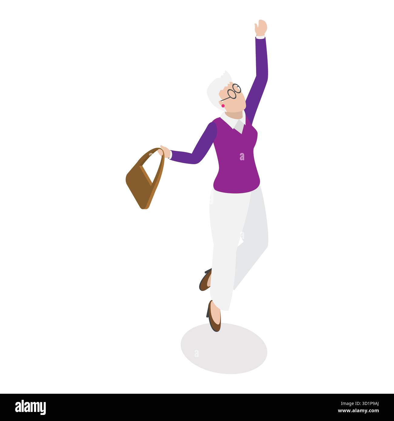 Illustration plate isométrique 3D de Happy Seniors, danseurs à la retraite. Point 1 Banque D'Images