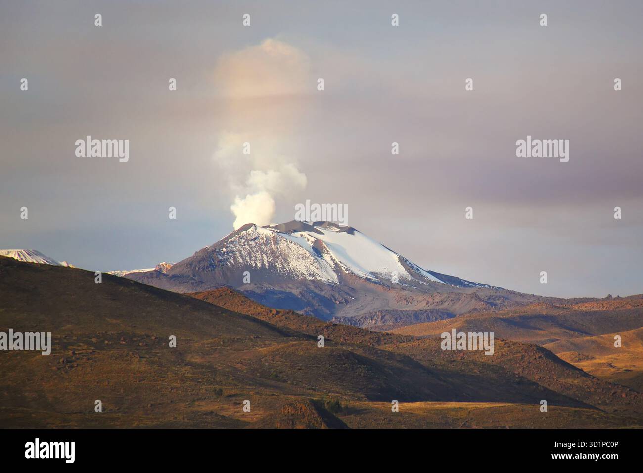 Vue du volcan Sabancaya dans les Andes du sud du Pérou. Banque D'Images